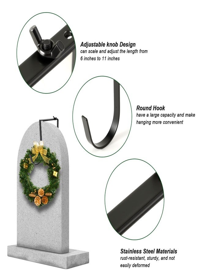 ECcandiedhaws 2Pcs Christmas Headstone Wreath Hangers--Fit 6"-11" Upright Grave Markers, Adjustable Stainless Steel Cemetery Wreath Holder, Suitable for Memorial Decor for Christmas Easter Veterans Day All Seasons - Image 3